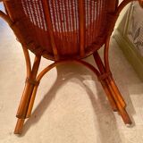 Vintage "Tonneau" Wicker Armchair - 1970s