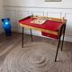 Small vintage red and wood desk