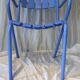 1950s garden armchair in wood and ultramarine blue metal