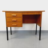 Vintage oak and black wood desk from the 60s