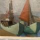 Original Swedish Oil on Canvas – “Motif with Sailboats” by Birgit Forsell (1909–2003) – 1941 – Vintage & Framed – 71.5 × 61.5cm