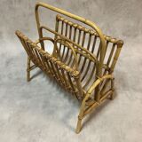 Mid-century magazine holder in rattan France 1960s