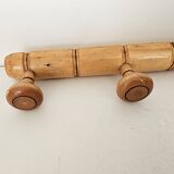 Vintage wooden wall coat rack in bamboo style (4 hooks) 50s 60s