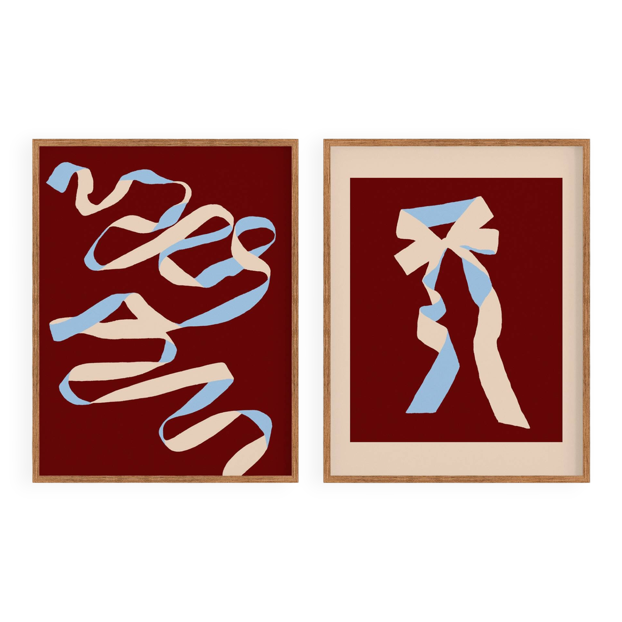 Pair of giclee prints, abstract burgundy set of two, 50x70cm