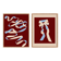 Pair of giclee prints, abstract burgundy set of two, 50x70cm