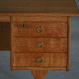 Free-standing oak desk, Mid-century modern Danish, Henning Kjærnulf, 1950s