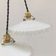 Pairs of vintage suspensions in white opaline with serrated edges