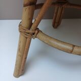 Vintage rattan tripod coffee table