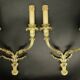 Large pair of Louis XVI style wall sconces from the 19th century - gilded bronze.