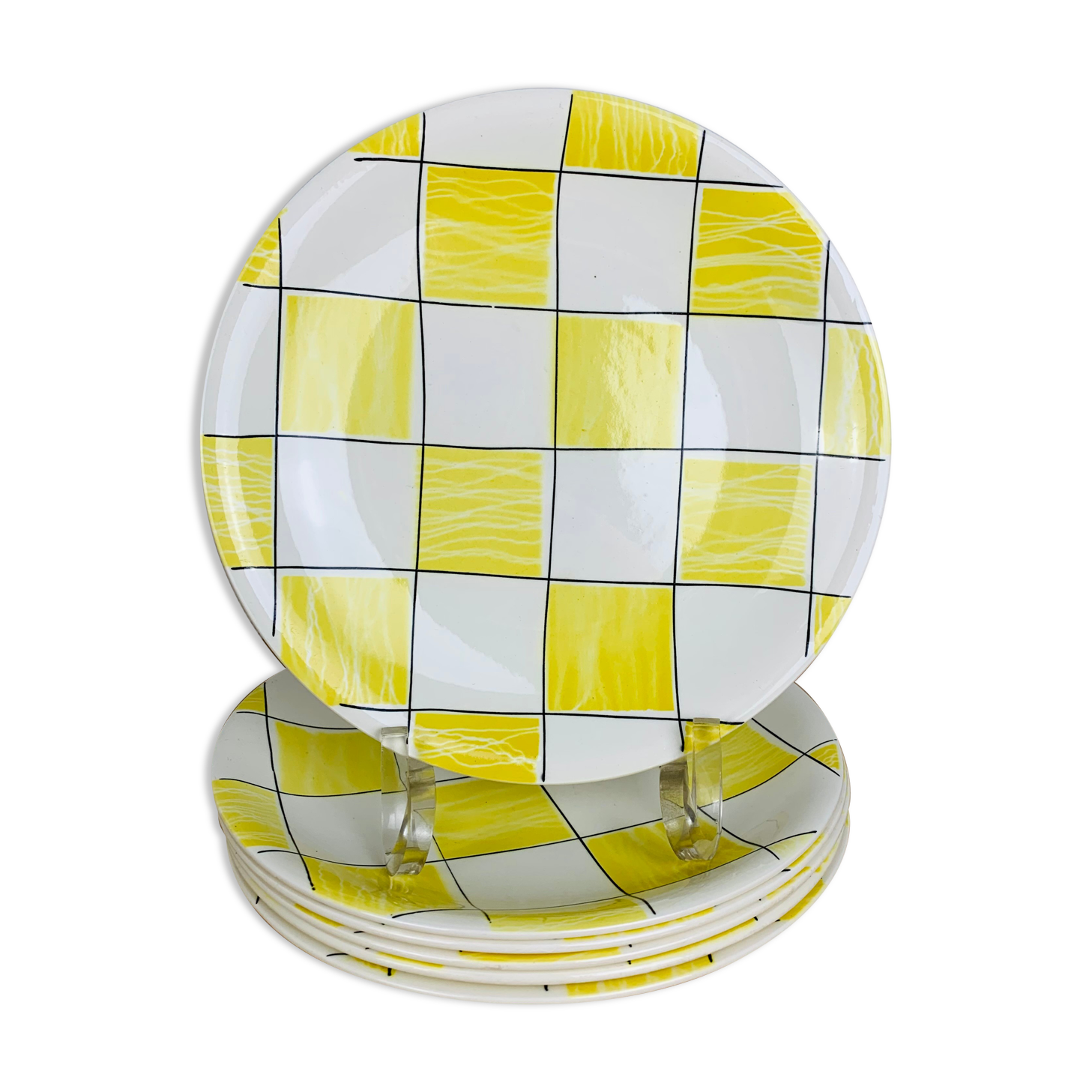 6 flat cambridge plates by Salins