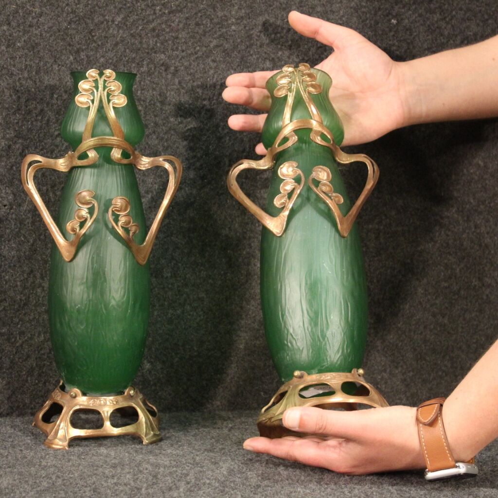 Pair of French glass vases in Art Nouveau style