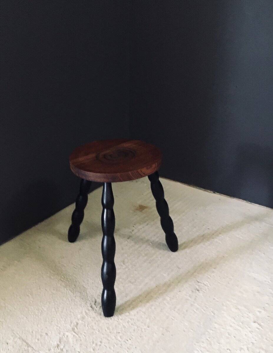 French Bobbin Tripod Stool, 1940s