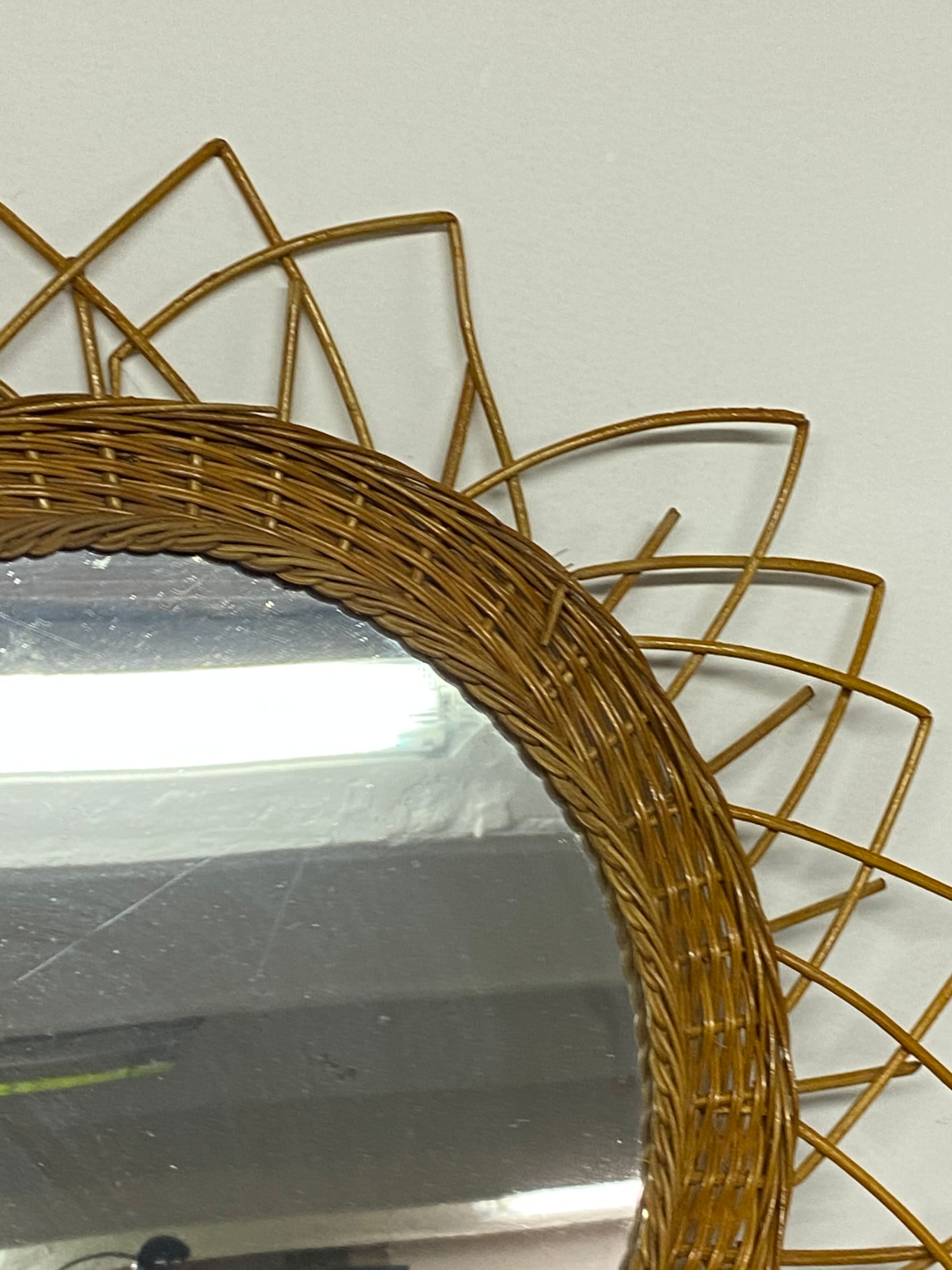 Rattan sun mirror