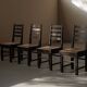 Modernist chairs in oak and woven straw, France, circa 1948