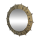 Brutalist round hammered gold metal mirror