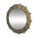 Brutalist round hammered gold metal mirror