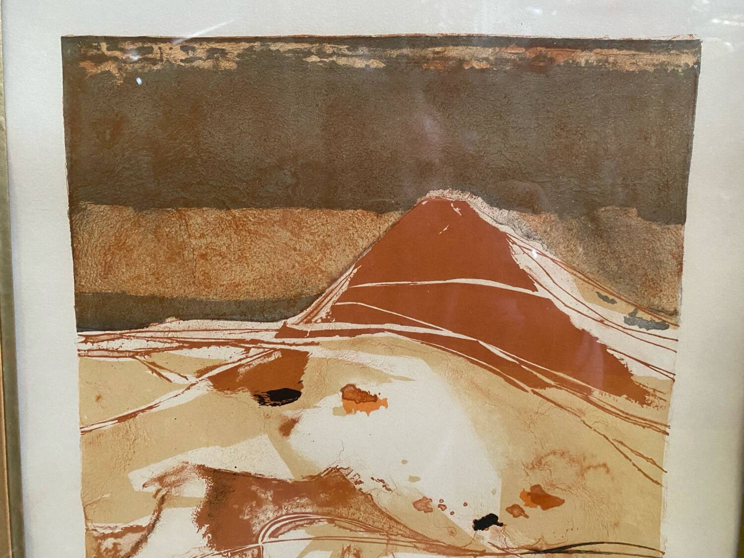 Old lithograph nicole tercinet levin “composition” + golden frame