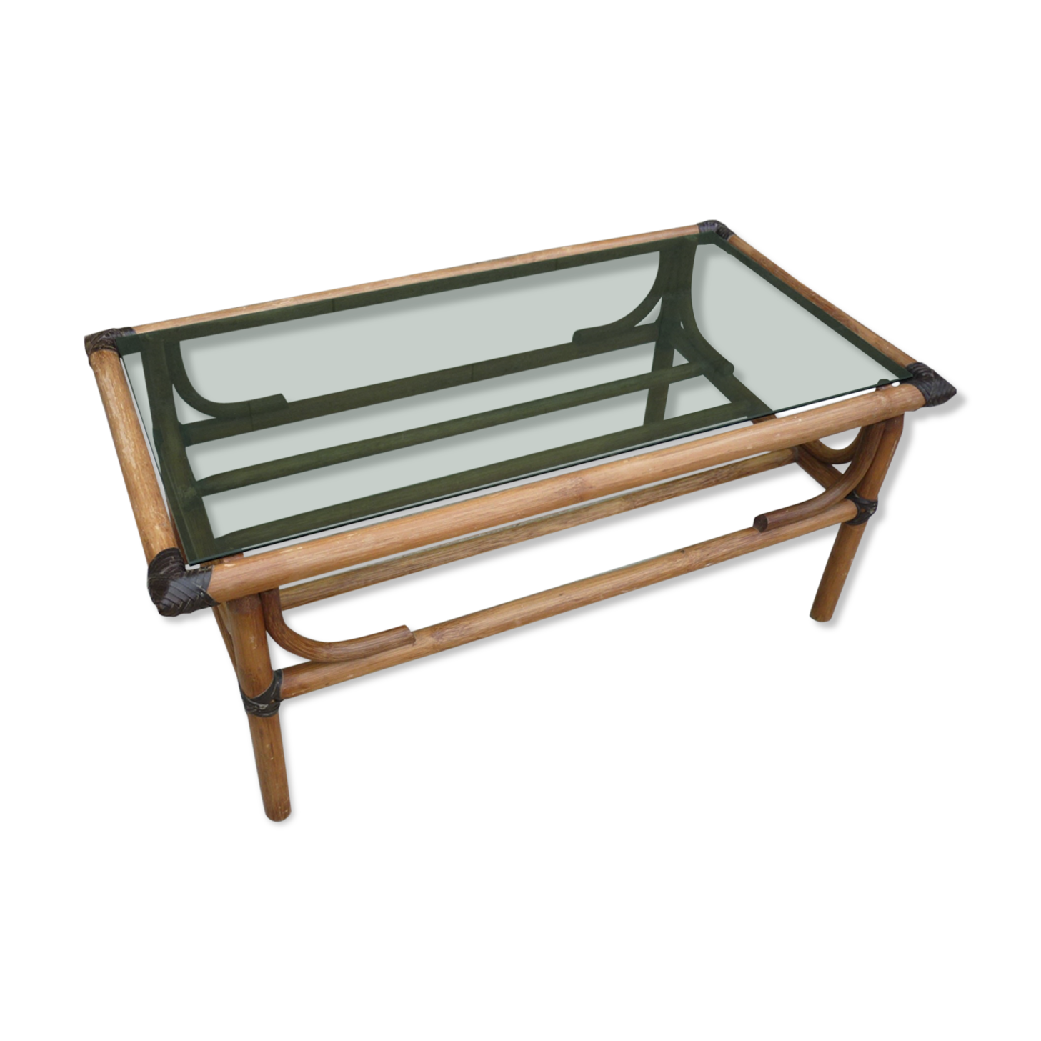 Bamboo coffee table and smoked glass