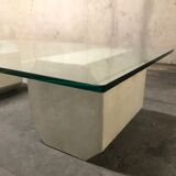 "Octagonal" concrete and glass coffee table, 1970