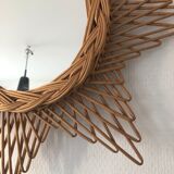 Rattan octogram sun mirror, 45cm, 1960