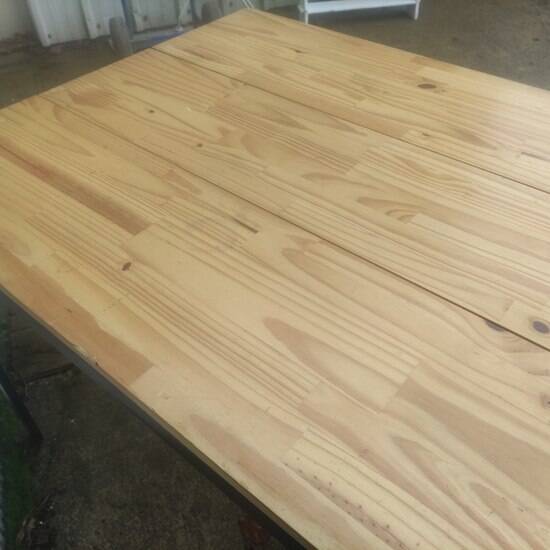 Industrial wood and metal farm table