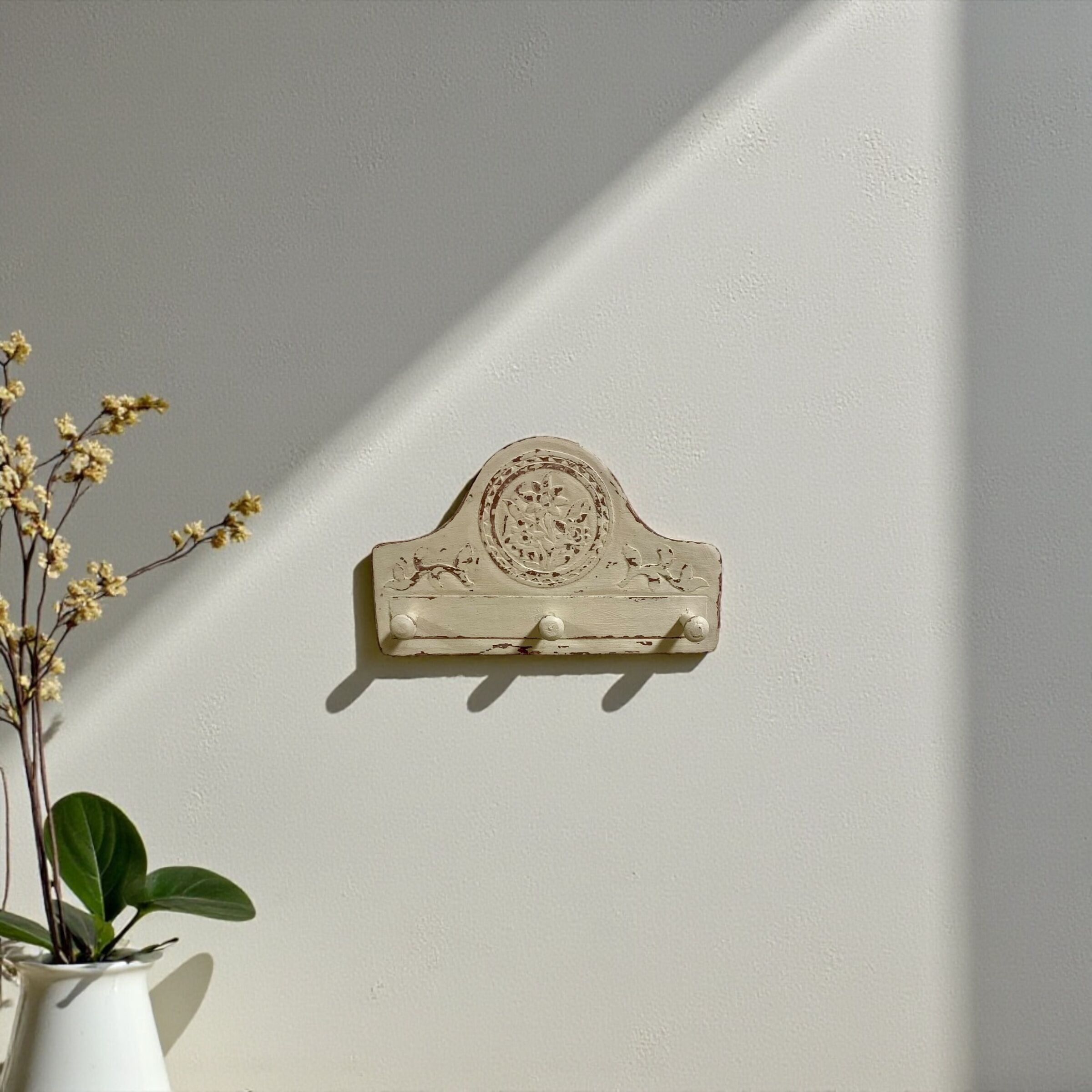 Vintage bohemian wall hook – weathered wood, unique piece