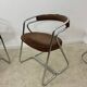 Set of 4 chrome tubular chairs Italian design from the 70s vintage fabric and metal