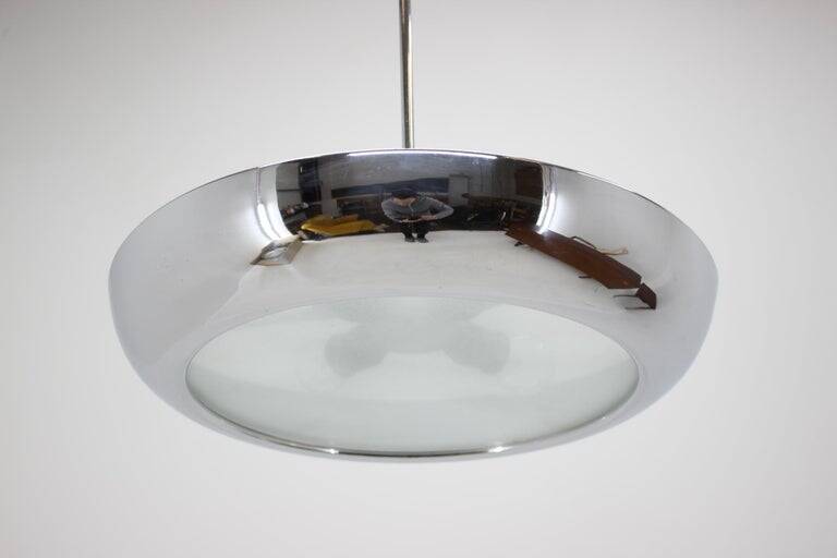 Functionalist Chrome Pendant UFO by Josef Hurka for Napako, 1930s