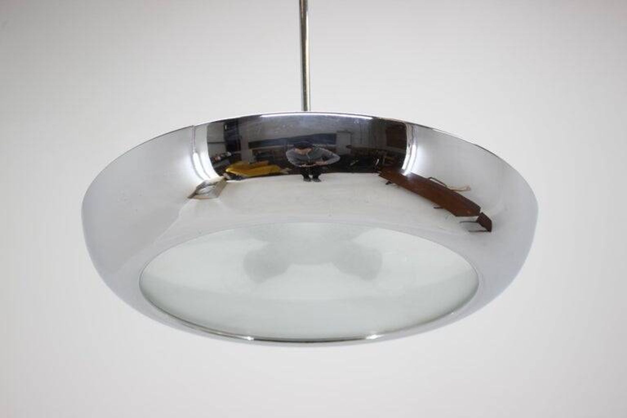 Functionalist Chrome Pendant UFO by Josef Hurka for Napako, 1930s
