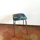 Vintage stool - Upcycling - tapestry - Romy green