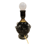 Table lamp in translucent glass with black inlaid glass.