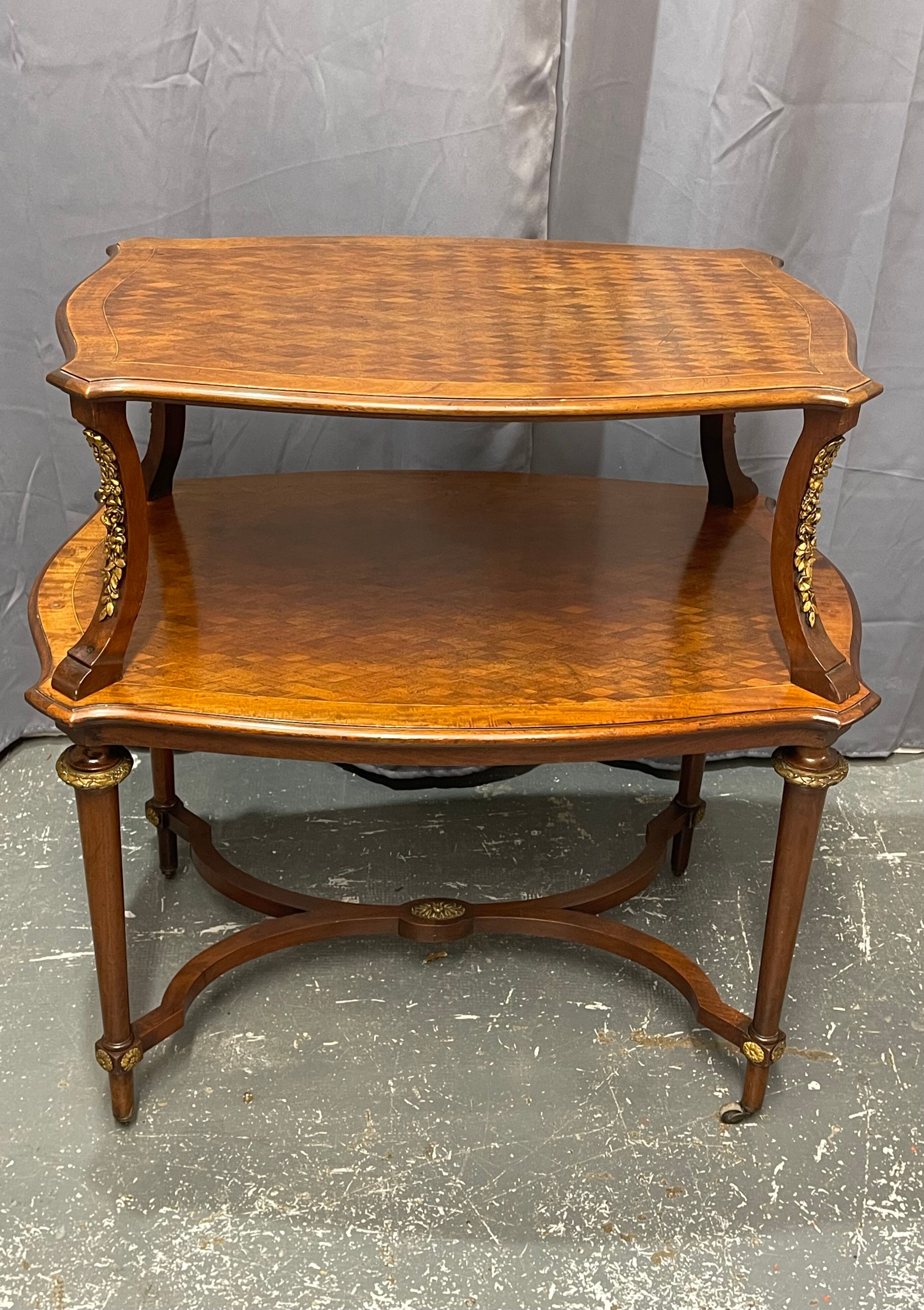 Tea table, marquetry living room table, early 20th century