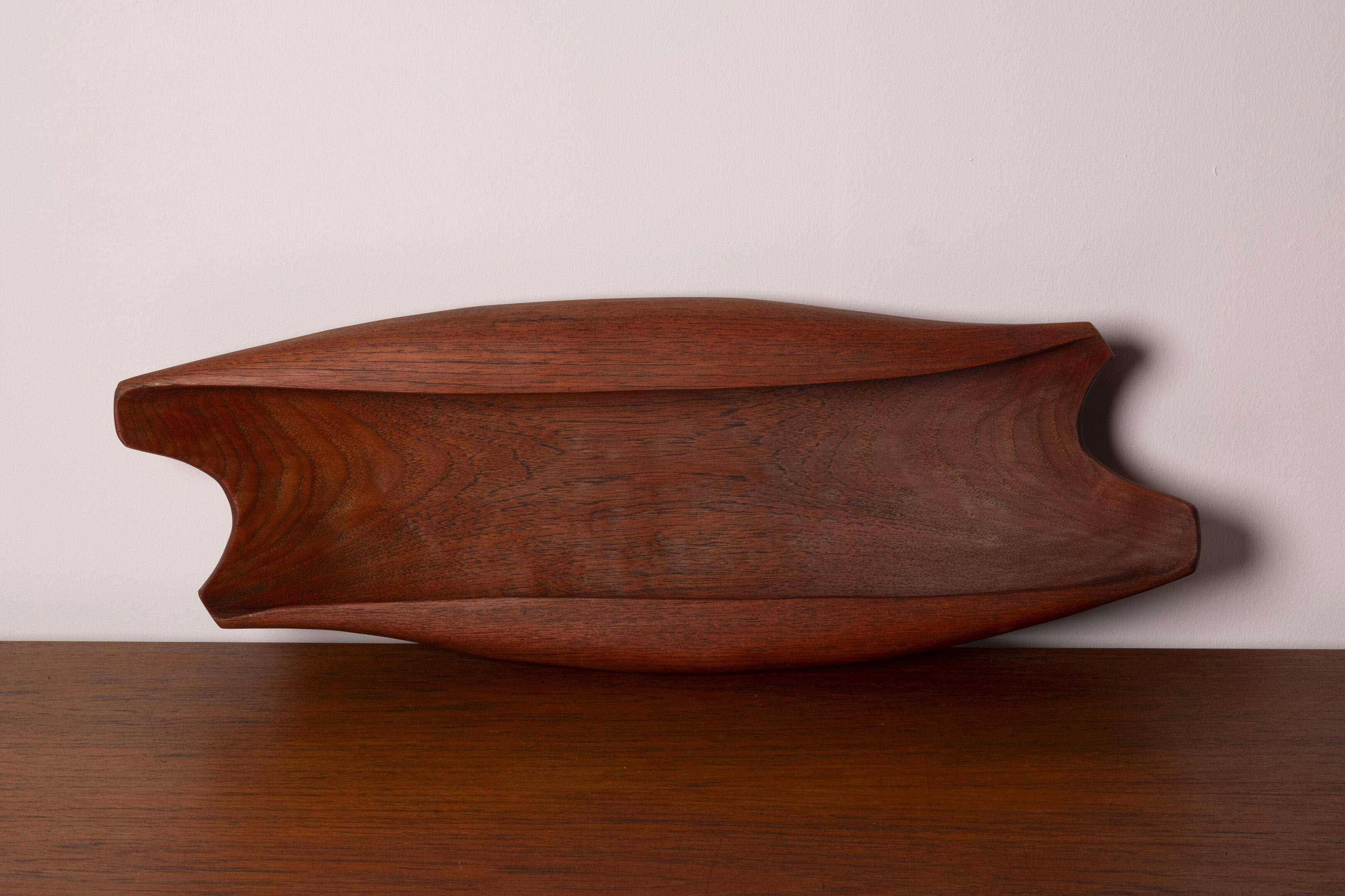 Organically Carved Serving Tray in Teak, 1950s Denmark