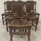 6 chaises de style Renaissance en chêne, XXème siècle