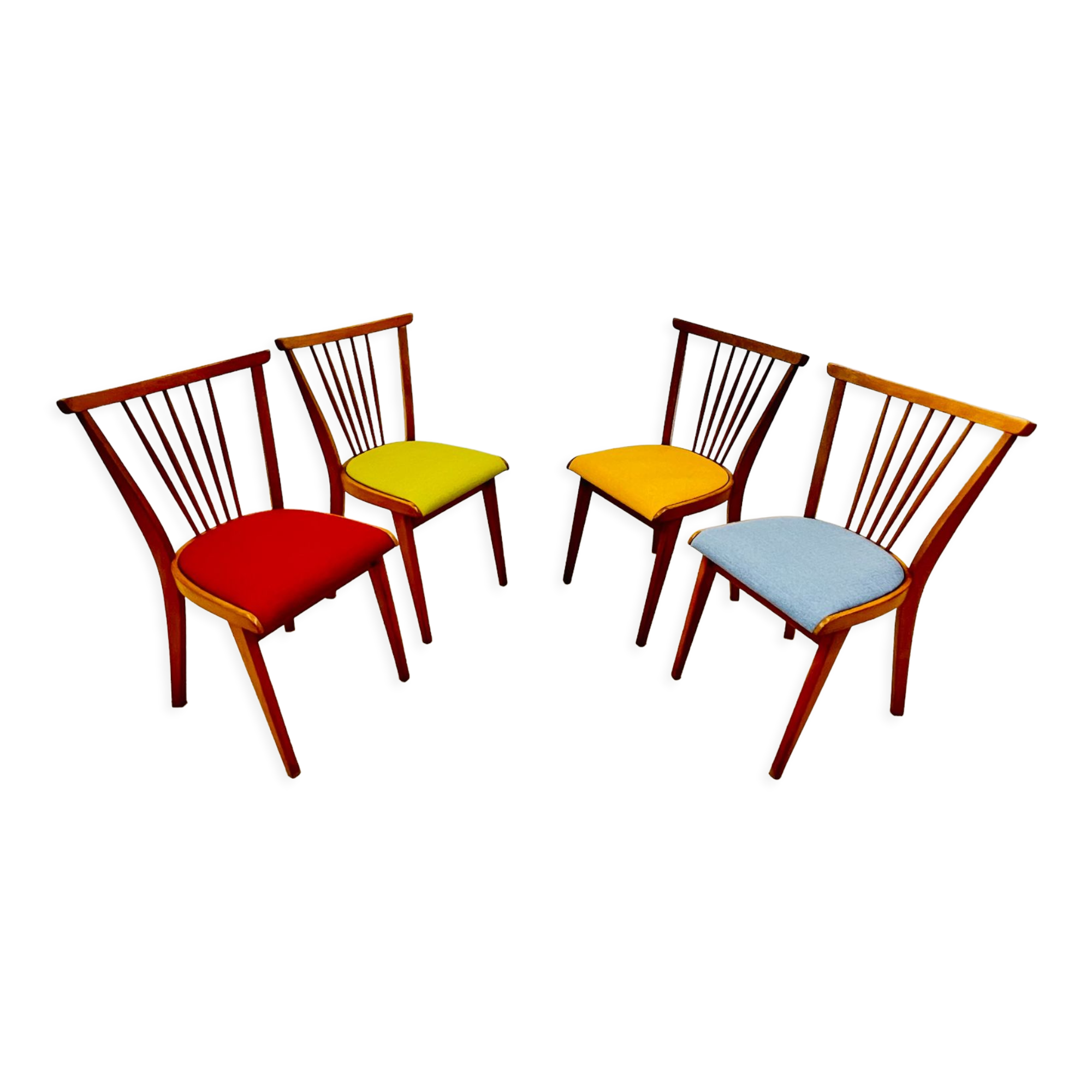 Four colourful chairs