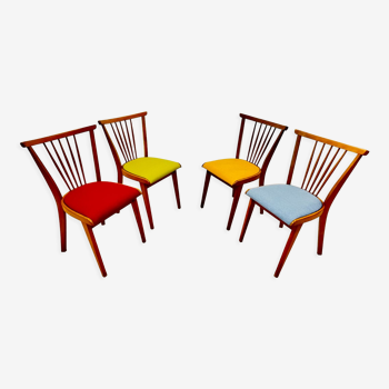 Four colourful chairs