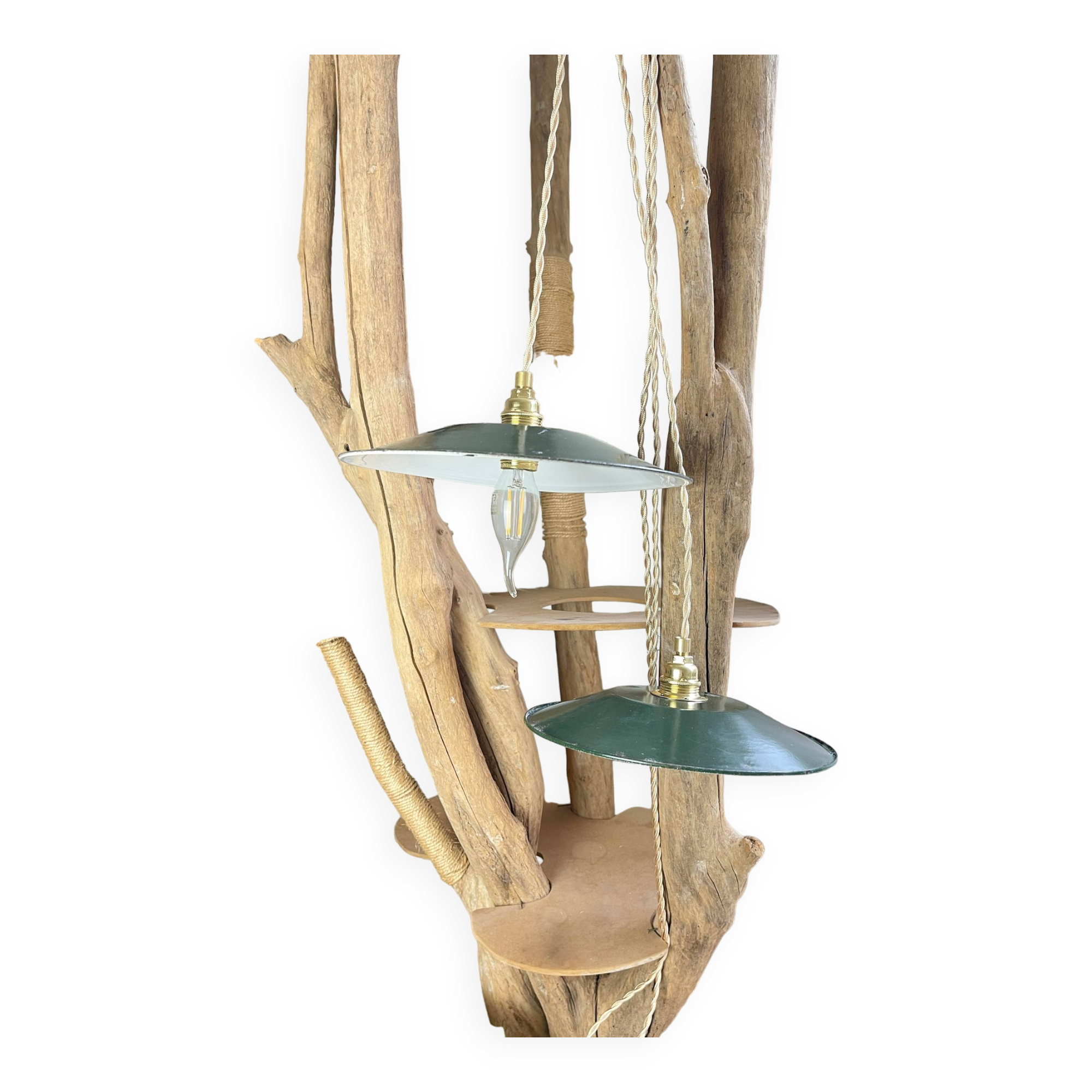 Vintage lampshade in green enamelled sheet metal, customizable