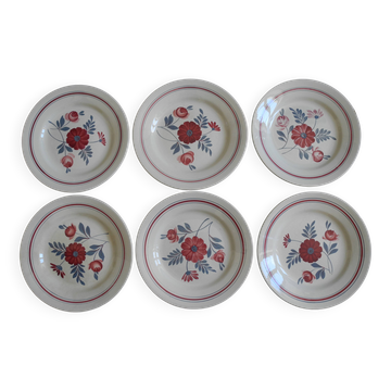 6 assiettes plates Céranord St Amand vintage flate plates 50s