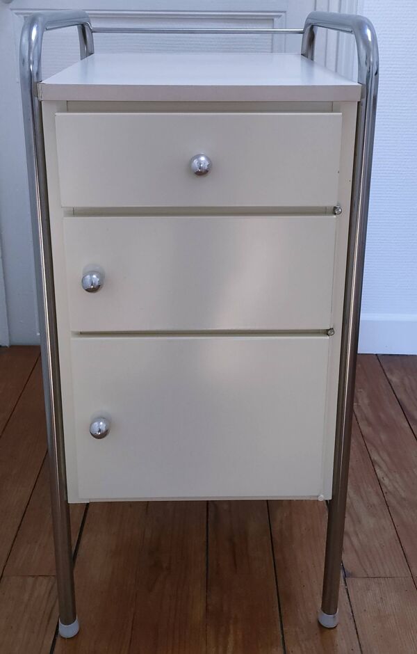 table chevet inox métal laqué années 80 design