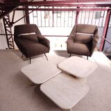3 travertine trundle tables 1970