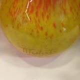 Vase soliflore orange et jaune vintage, signé