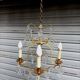 Rare antique cage chandelier in gilded bronze and crystal, 4 lights / WORKING CONDITION GAU?