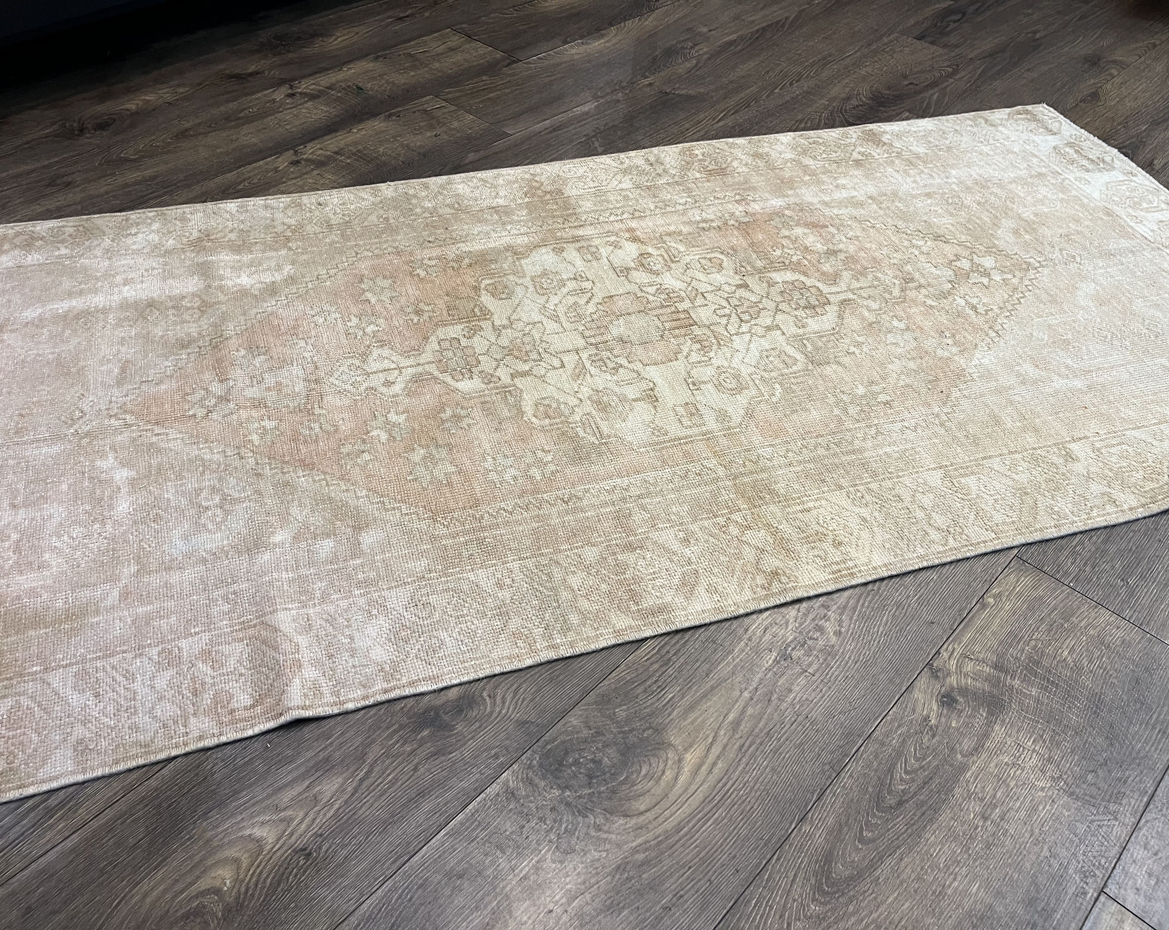 Handmade vintage pastel area rug