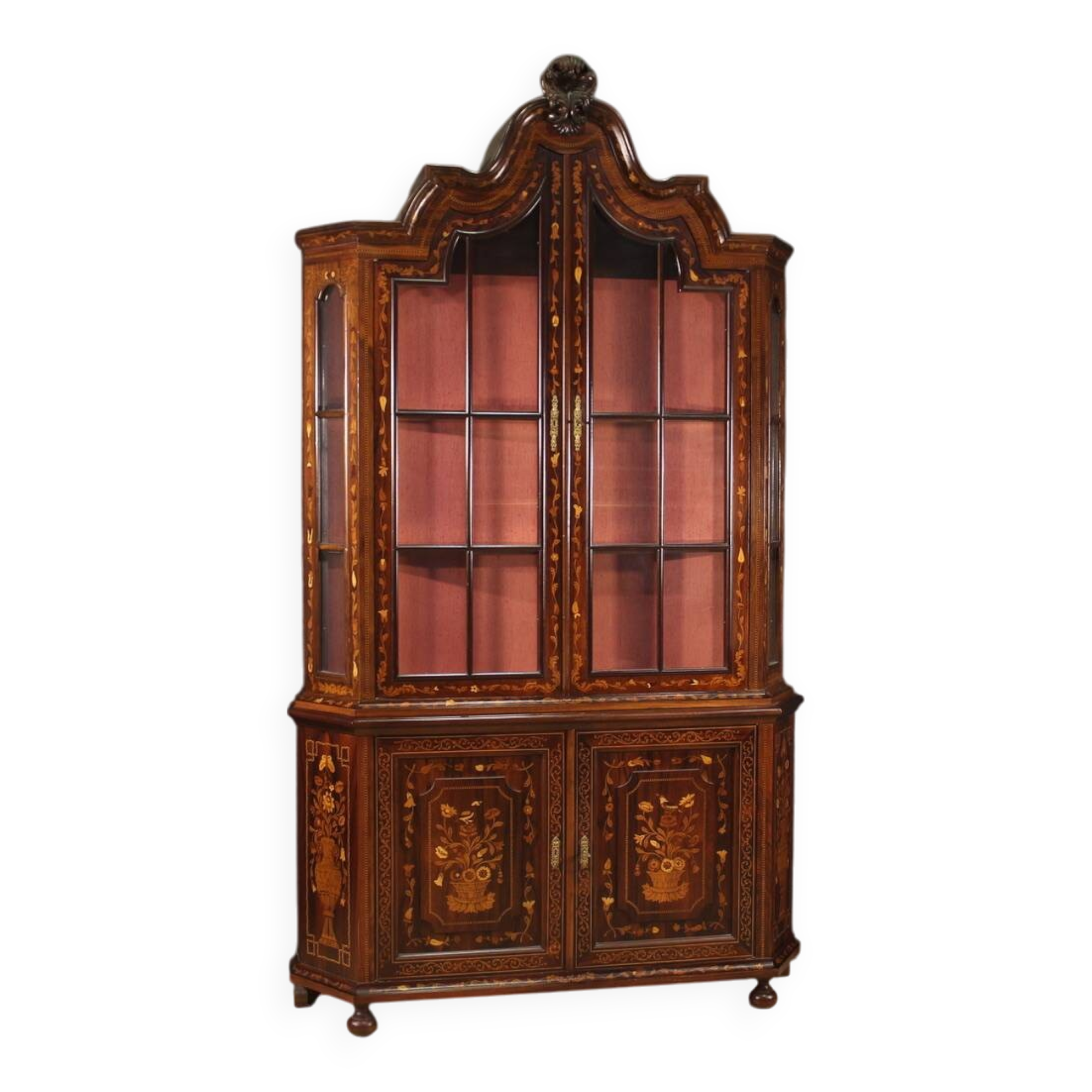 Elegant 20th Century Dutch Inlaid Display Cabinet