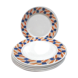 Six assiettes en faïence badonviller