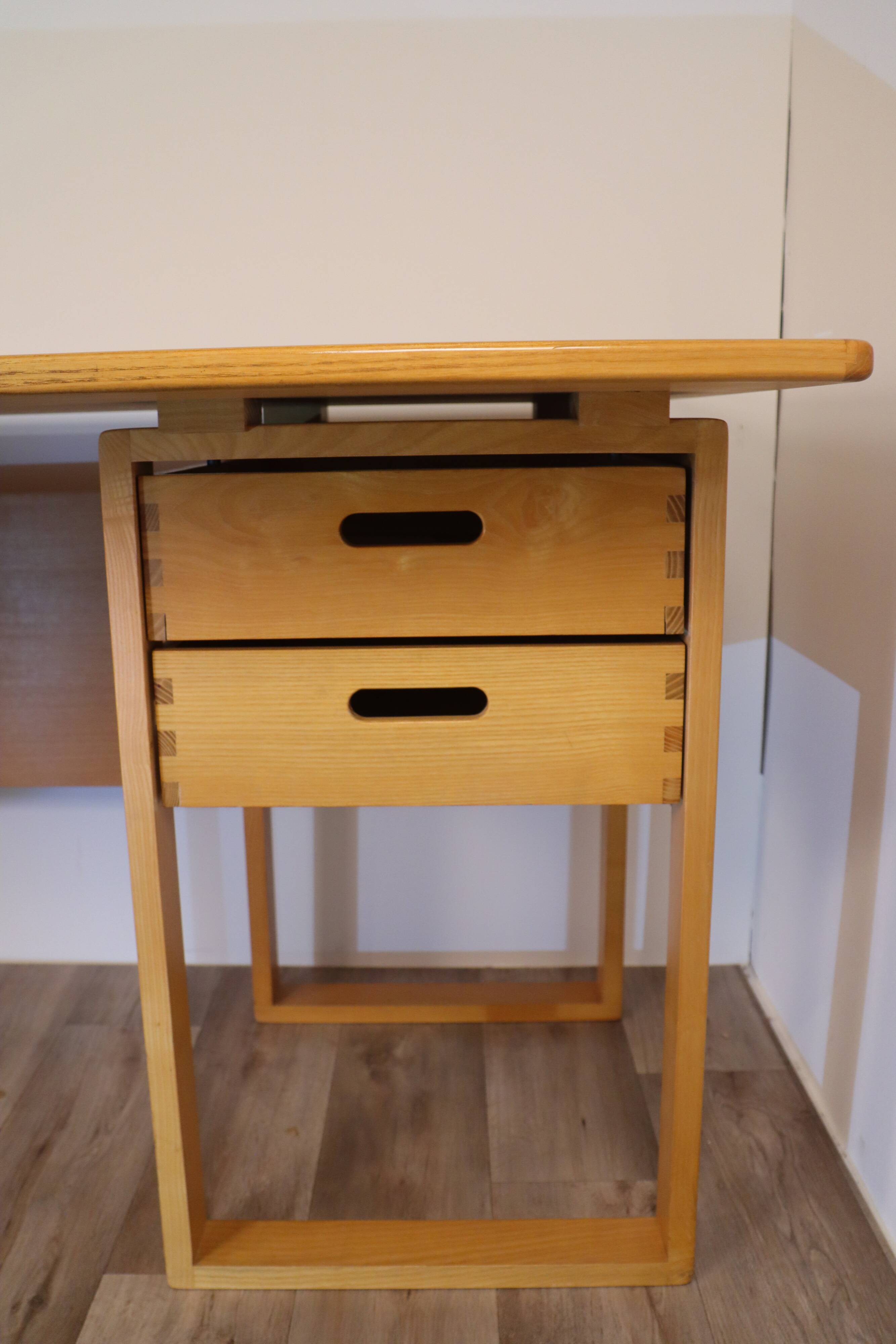 Vintage architect's desk in light wood circa 1970