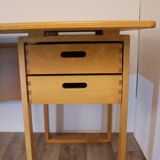 Vintage architect's desk in light wood circa 1970