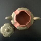 Vintage two-coloured terracotta teapot