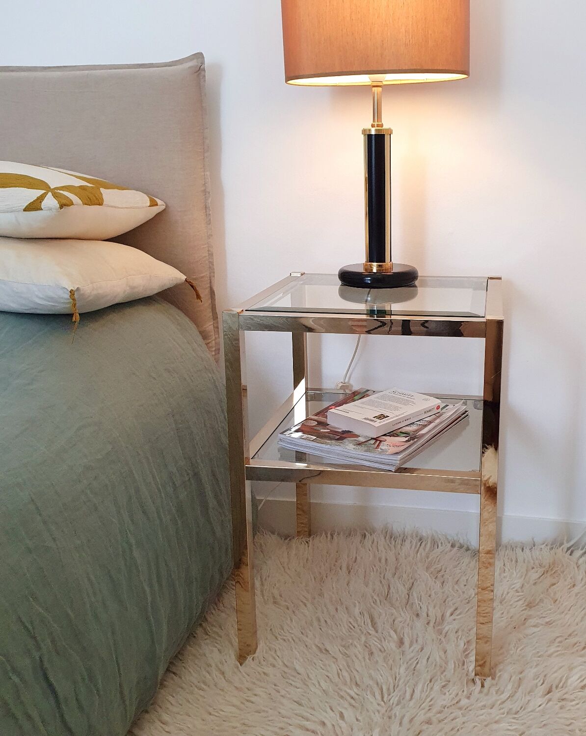 Pair of gold side tables Roche Bobois