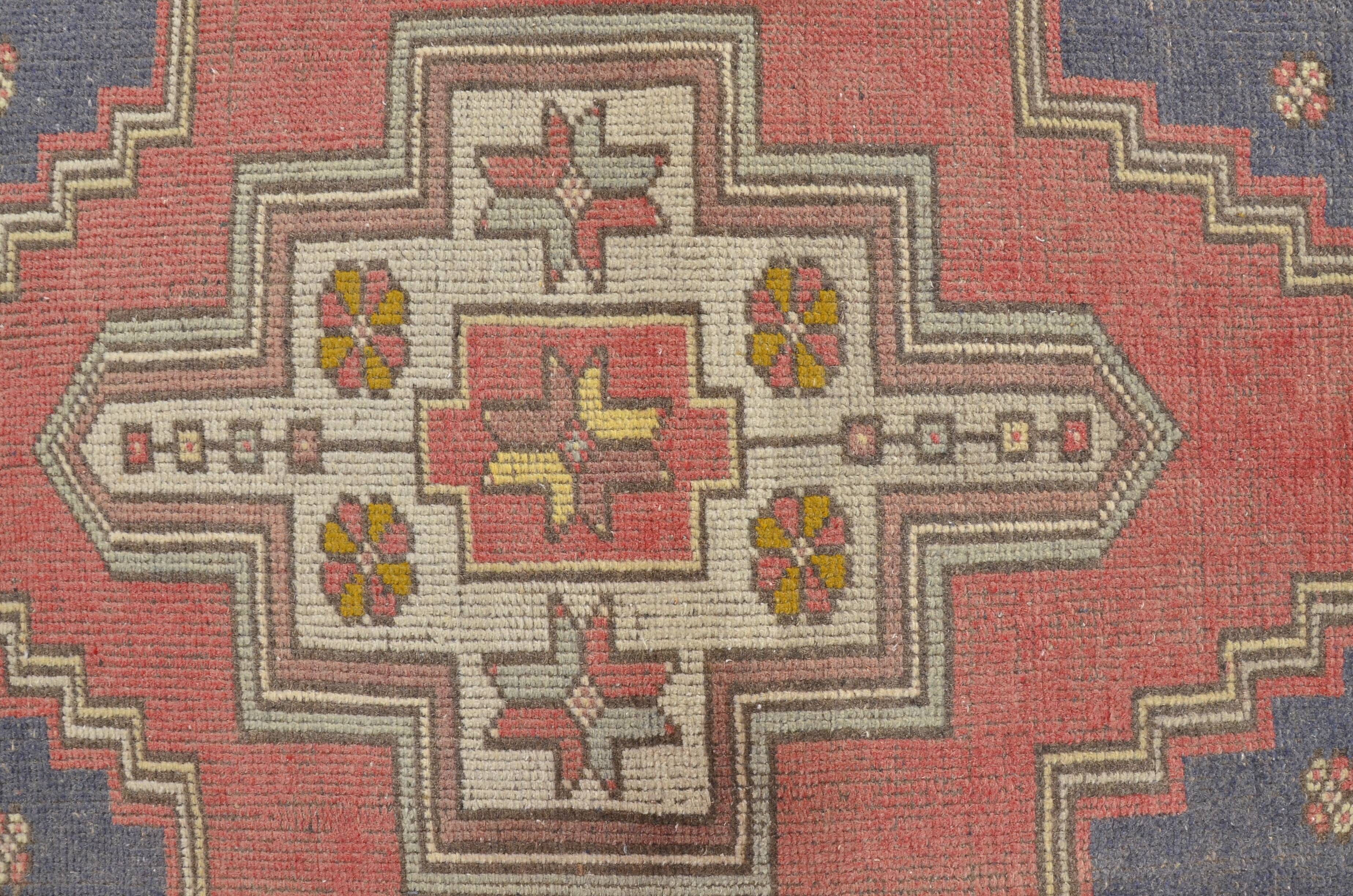 Tapis Oushak rouge et bleu sku 2451